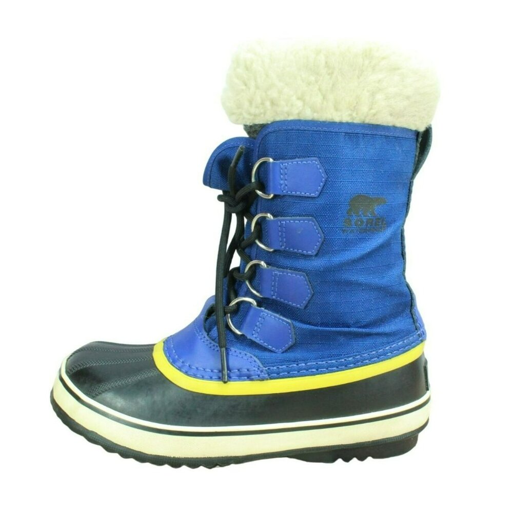 Sorel Blue Canvas Waterproof Shearling Lined Mid Calf Winter Boots Size 5.5